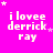 A bright pink background displays repeated white text 'i lovee derrick ray' with varying star positions across a