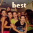 Group of people in a pixelated image with 'best' and 'friends' text above them, showing slight animation changes.