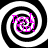 Four identical spiral patterns with black and white concentric rings, each containing pink text reading "Rock Girl" in a stylized font.