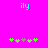 Bright pink background with cyan 'ily' text at top and green/pink pixelated flower shapes below, two identical arrangements side-by-side.