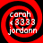 Four identical red and black spiral patterns with white text reading "carah" at top, "<3333" in center, and "jordann" at bottom arranged in a