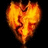 A pixelated heart-shaped flame icon with red text reading "He Makes My Heart Burn!!!" on a black background.