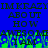 Blue background with repeated pixelated text and green pixelated effects at the bottom.