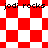 Red and white checkered pattern with 'jodi rocks' text in black pixelated font, transitioning to a diamond-shaped
