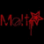 Red pixelated text and star shapes on black background with dripping effects, animated to show motion.