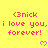 <3nick i love you, i love you, i love you, forever! text repeated three times on yellow background with purple hearts.