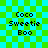 Pixelated text 'Coco Sweetie Boo' appears in four identical quadrants on a green and cyan checkered background with no visible animation changes.