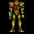 Animated contact sheet of a yellow armored character in various poses with three golden spherical objects, displayed on black background with gray transparency indicator.