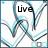 Animated icon with blue and white wavy lines forming a heart shape, displaying sequential text: Live, Love, Laugh.