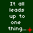 Green background with white text reading "It all leads up to one thing..." and red symbols changing across frames.