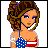 Pixel art buddy icon featuring a cartoon woman in patriotic attire with text "Support the Army" on the right side.