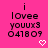 A pink background displays repeated text 'i love youx3 041809' with white heart and arrow symbols changing across frames.