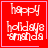 Red square icon with white pixelated text 'happy holiday amanda' and a pink border; one version includes a small pink heart in the bottom-right corner.