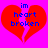 Two identical red broken hearts on bright pink background with blue text 'im heart broken' inside each heart.