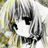 Pixelated static image of a stylized character with dark hair and light skin, featuring abstract shapes in the background.