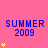 Pink background with blue 'SUMMER 2009' text and yellow star icons in varying quantities across six positions
