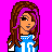 Pixel art contact sheet showing two frames of a female character in blue sports jersey and black pants against bright pink background with text "Single Baby Girl N. Lookin".