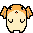 Four pixel-art hamster-like characters with orange hair, closed eyes, and pink blush marks on cheeks arranged in a