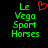 Green pixelated text 'Le Vego Sport Horses' on black background with red heart symbol above left side of text.