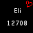 Red pixelated heart symbol above two identical white text labels and numeric sequences on black background.