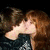 A pixelated image split into two sections: left shows a person with long brown hair covering their face, right displays 'I Love You!' text on a beige background.