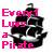 Pixelated icon with pink text reading 'Every Lovers a Pirate' over dark silhouette of ship and figure, set against light checkered background.