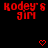 Red pixelated text 'Kodey's gym' appears twice on black background with two red heart symbols below.