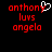 Red pixelated text on black background with a white heart symbol replacing the 'y' in anthony, two identical static frames shown side-by-side.