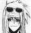Pixelated grayscale image of a character with long hair, dark sunglasses, and a wide smile, rendered in low-resolution digital art style.