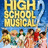 A four- with a High School Musical movie poster in the top-left, blue background with pink text reading 'This one goes out to my bffls' and 'You guys are the music in me', and a blank gray