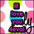 Pixelated icon with colorful polka dots and text reading "I love you Deva!" in purple, black, and blue lettering on a white background.