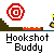Pixel art animation of a green-hatted character holding a hookshot, performing actions against red target symbols on gray background with orange accents.