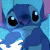 A 50x50 pixel animated buddy icon featuring Stitch from Lilo & Stitch on the left and green text 'Original Icons .com' on a dark green background to the right, displayed as a contact sheet with two frames.