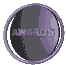 Animated sequence of a circular icon with 'AWARDS' text, transitioning through various shapes and color schemes with a purple ring element.