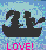 Pixelated icon shows two dark silhouettes embracing on a blue-green pixelated background with pink text reading LOVE! at the bottom.