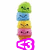 Stacked pixelated character icons in green, blue, yellow, pink, and brown with a purple 'E' symbol at the base.