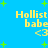 Blue background with green plus signs and yellow text reading "Hollist babe <3" in four repeated sections.