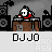 Pixel art animation of a character in red clothing at a DJ booth with turntables and speakers, showing sequential movement across frames.