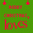 Green background with red and orange pixelated text reading 'MERRY CHRISTMAS, loves' and hanging ornament shapes.