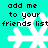 Pixelated cyan background with white snowflake icons and black text reading "add me to your friends list" in four quadrants.