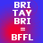 Pixelated text displays 'BRI TAY BRI = BFFL' on a blue-to-red gradient background with red glow effects.