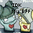 Pixelated character with teal hair and white eyes holds a yellow box with red heart, text above reads 'IDK My BFF' on left side.