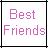 Static pixel art displays "Best Friends" text in purple tones on a white background with faint pixelated patterns.