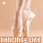 Pixelated image of a person's lower legs and feet in high heels, with text "DANCING=LIFE" at the bottom.