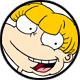 Two identical cartoon faces with blonde hair, wide eyes, and open mouths showing teeth and tongues in a circular frame.