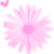 Pink daisy-like flowers with soft petals and small pink hearts in various positions on a white background.