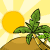 Animated contact sheet of a 5x4 grid showing repeated frames of a pixel-art beach scene with palm trees, suns, and sand dunes.
