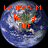Four Earth globe images with red text overlays on black background, one gray visible
