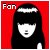 Pixelated icon of a person with long black hair and white face against red background, left side shows partial text "Fan".