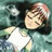 A split-frame contact sheet showing a pixelated anime-style character on the left and text elements on the right against a black background.